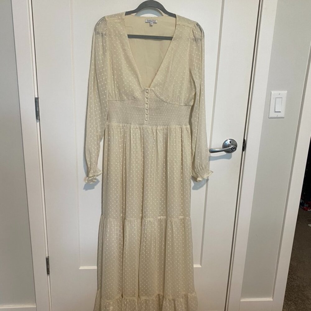 Patrons of Peace Cream Maxi Dress | Long Sleeve | Smocked Waist | Boho Style